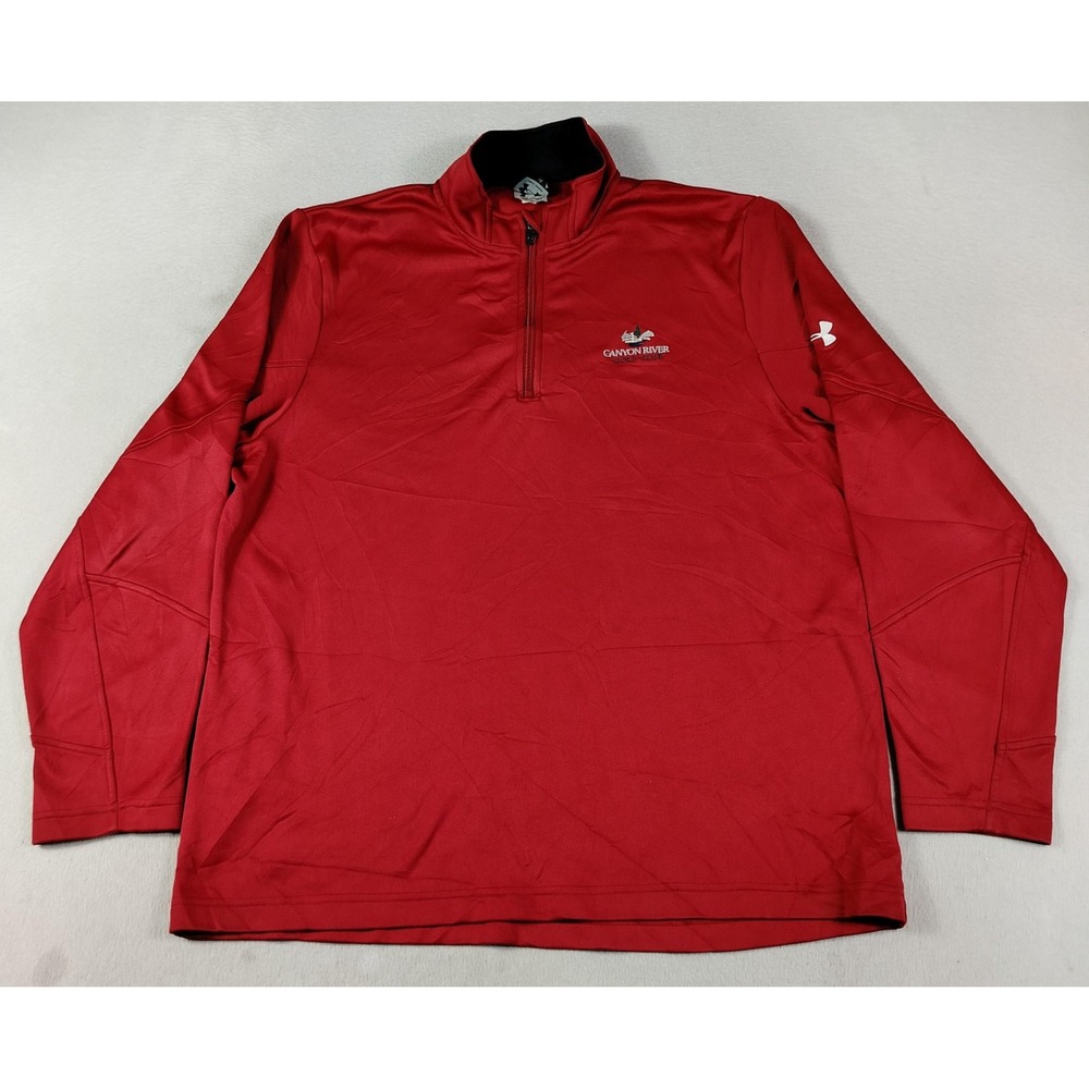 Under Armour Pullover Mens Large Red 1/4 Zip Fleece Canyon River Golf Club